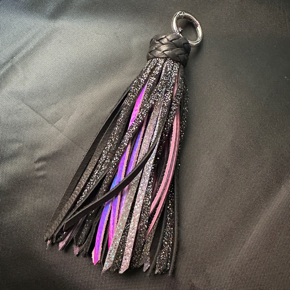 Woodland Tassels Iridescent Black and Purple Keychain